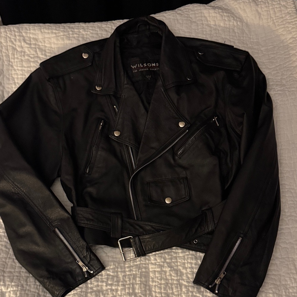 Wilson Women's Classic Black Leather Biker Jacket
